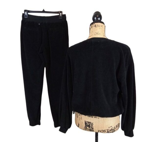 Young Fabulous & Broke Black Velvet Coraline Crewneck Sweatshirt Top XS NWT - Picture 3 of 7